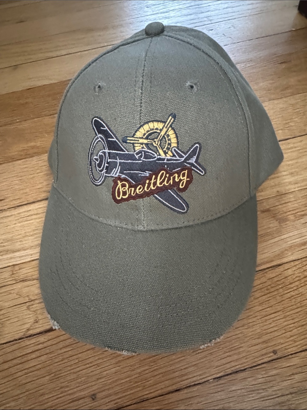 Breitling Olive Green Hat with Embroidered Airplane Patch